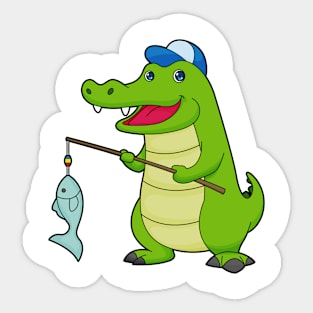 Crocodile Fishing Fisher Finshing rod Sticker